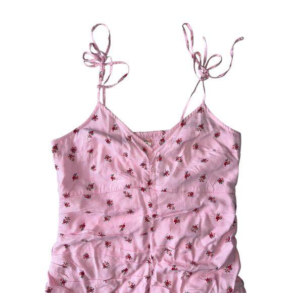 NWT Hollister Pink Floral Mini Dress - Size Medium - Adjustable Tie Straps - Picture 3 of 7